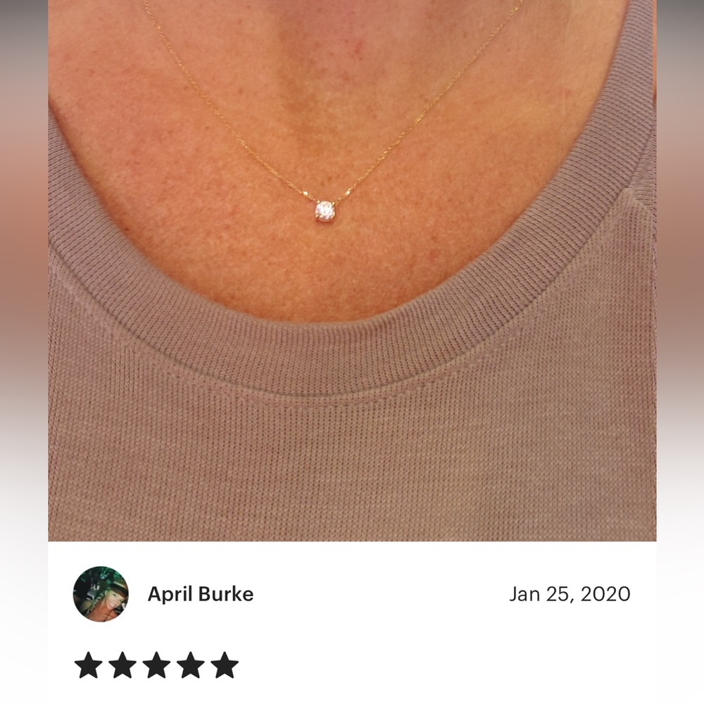 Diamond CZ Necklace / 14k Gold Cubic Zirconia 0.50ct Necklace